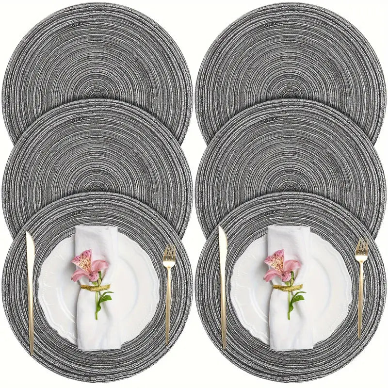 Elegant Weave: 6 Round Braided Placemats