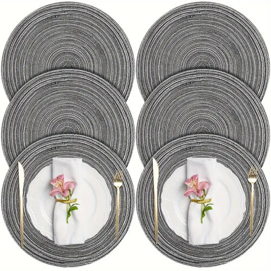 Elegant Weave: 6 Round Braided Placemats