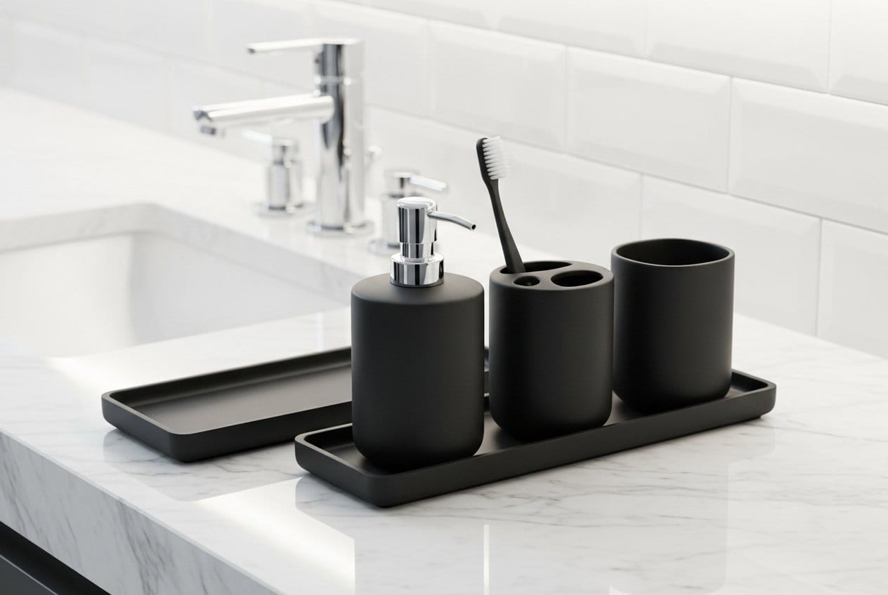 Matte Black Bathroom Accessories Set — Nestly Finds
