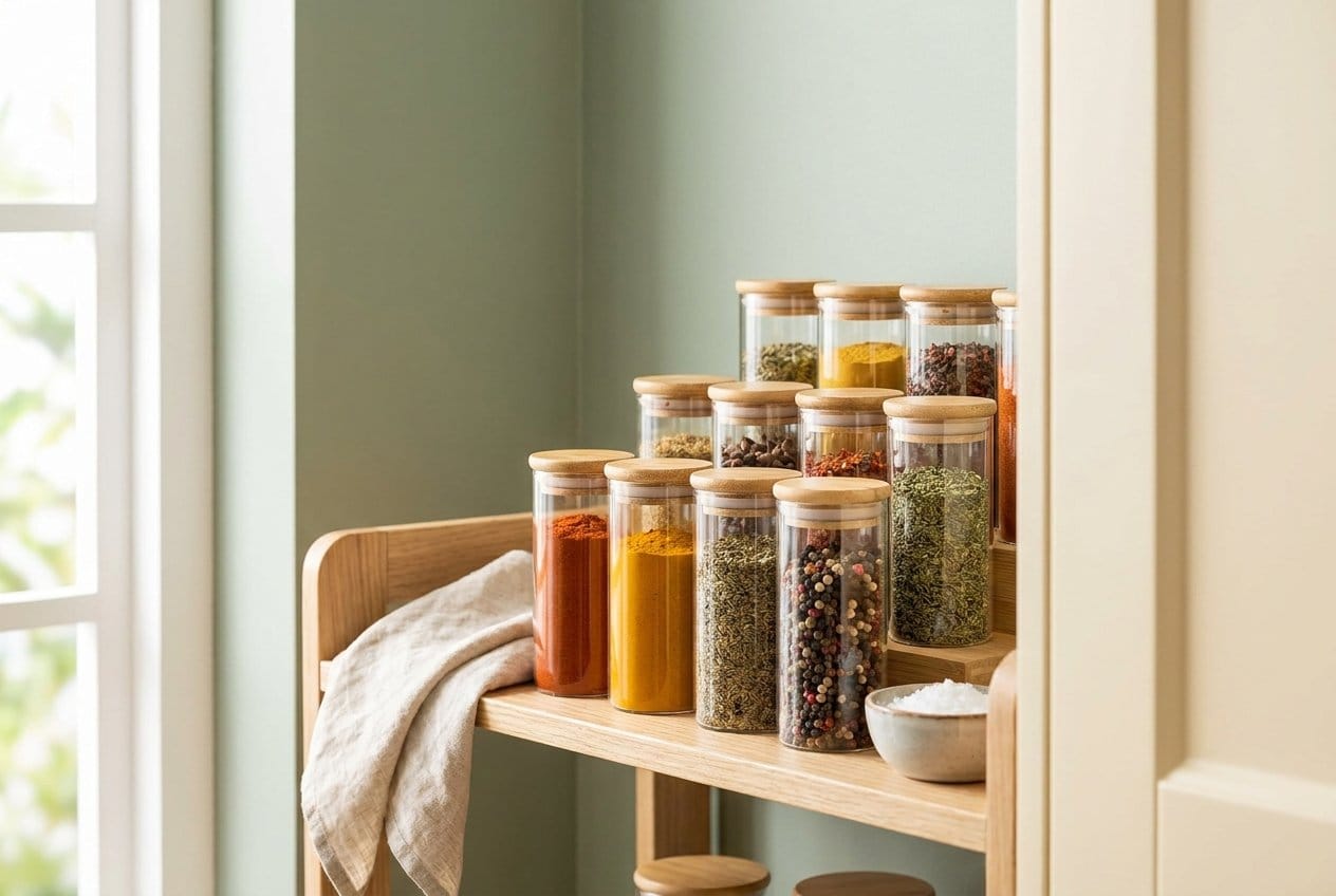 Glass Spice Jars with Labels — Nestly Finds