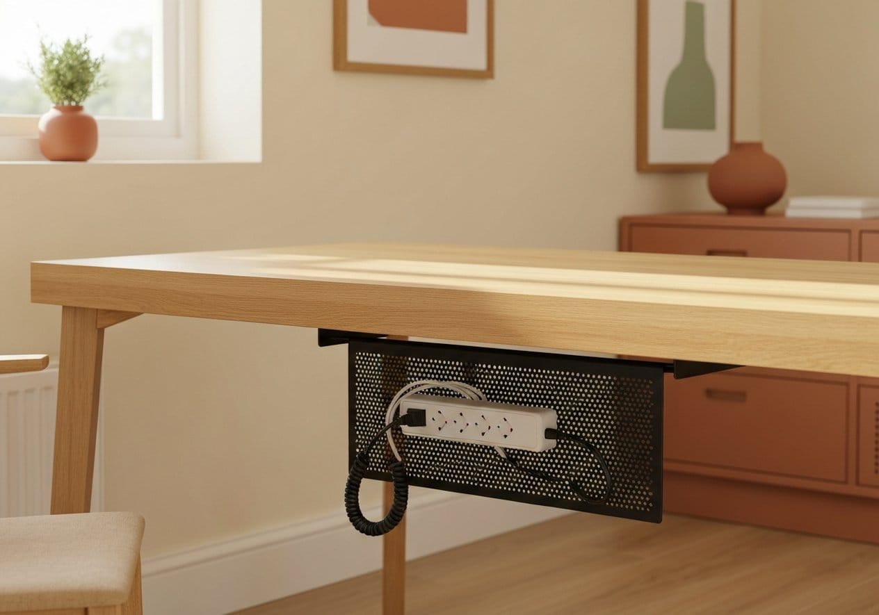 No-Drill Under-Desk Cable Tray - Nestly Finds
