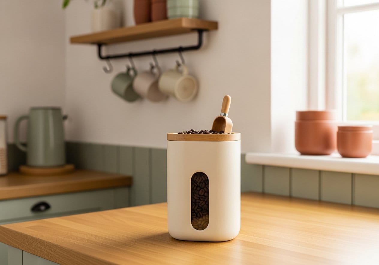 Veken Cream Coffee Canister - Nestly Finds