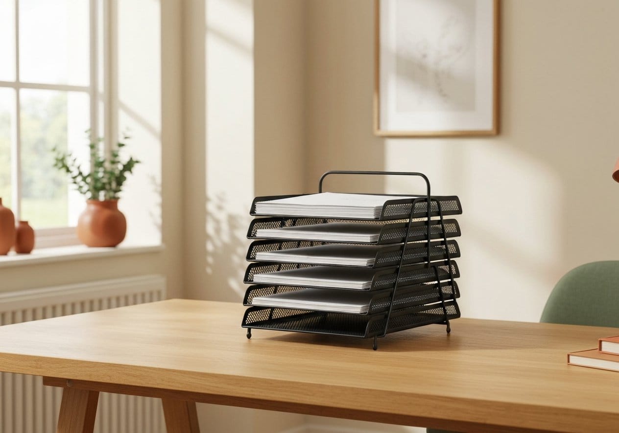 5-Tray Mesh File Organizer with Handle - Nestly Finds
