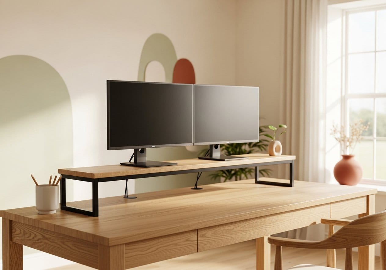 WESTREE Wood Dual Monitor Stand Riser - Nestly Finds