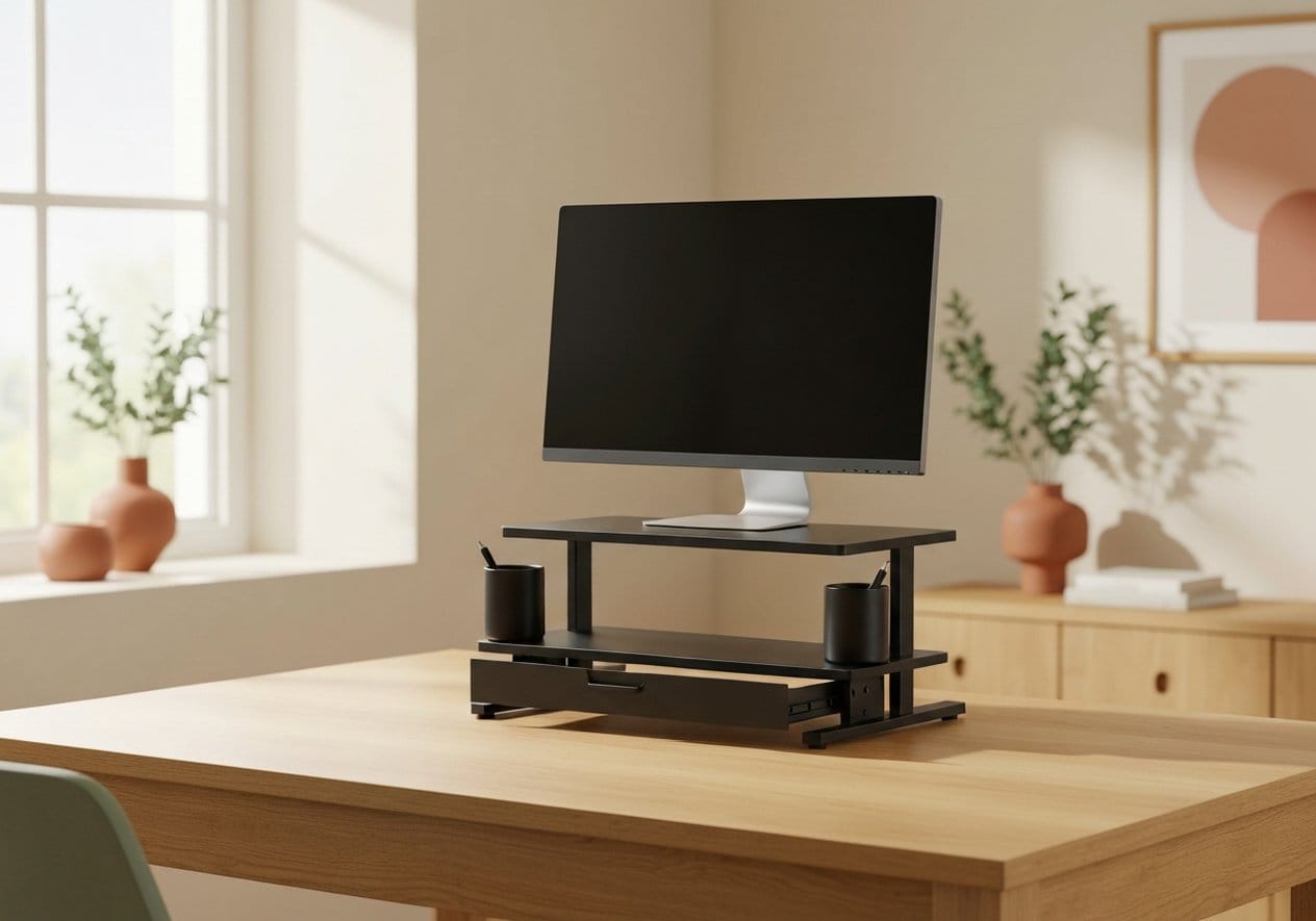 2-Tier Monitor Riser with Drawer & Pen Holders - Nestly Finds