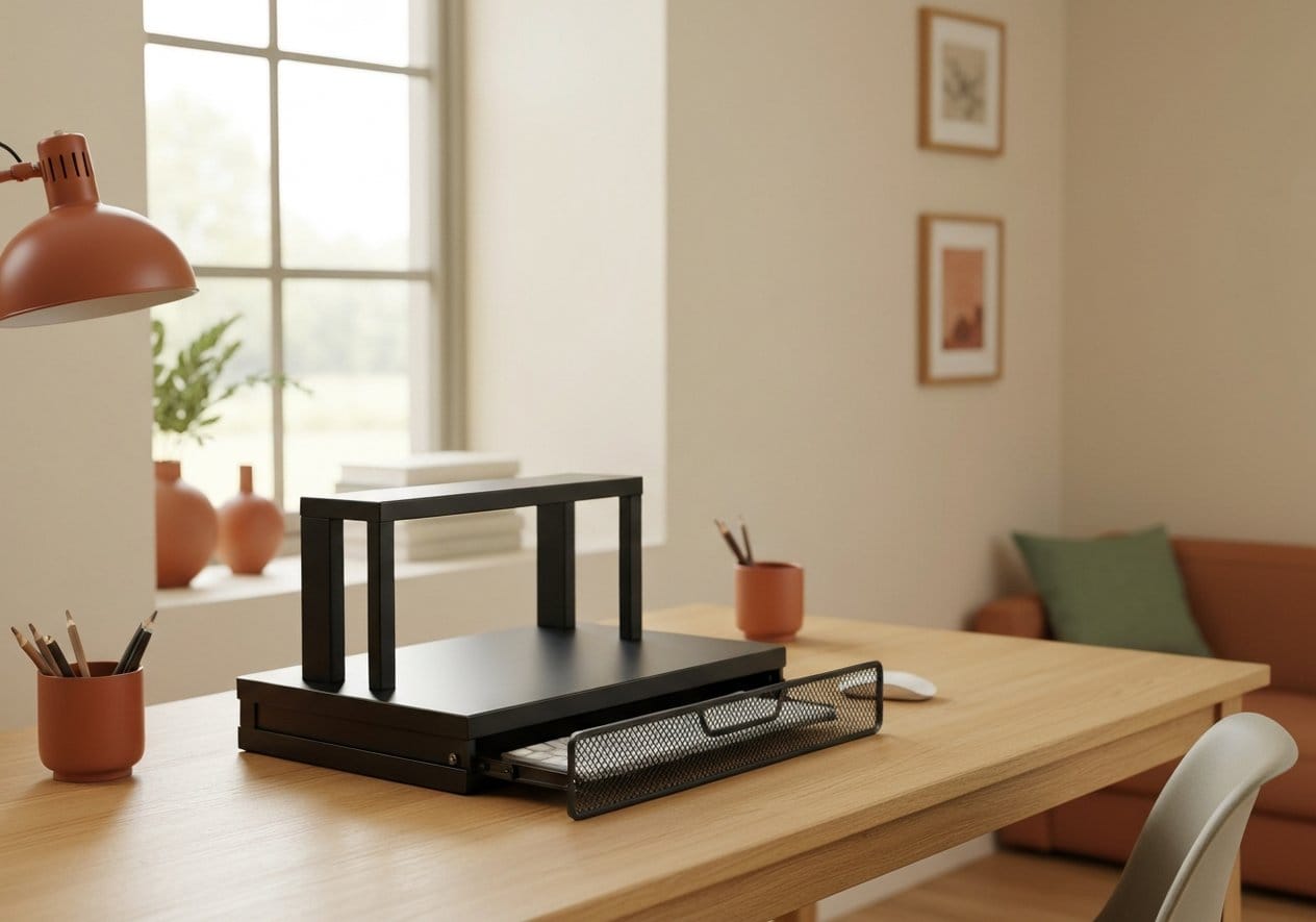 Simple Trending Metal Monitor Riser with Drawer - Nestly Finds